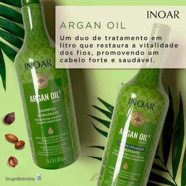 Inoar Argan Oil Shampoo & Conditioner Set - 33.8 fl oz / 1000 ml (Salon Duo)