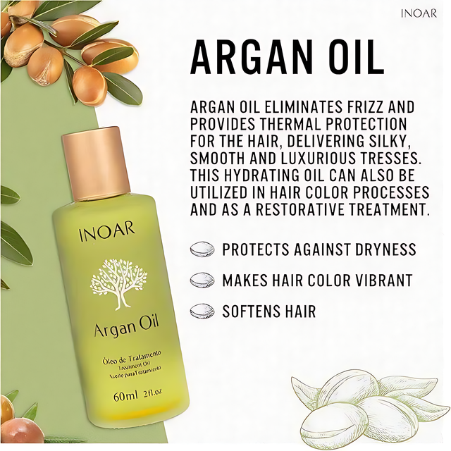 Inoar Argan Oil System - Hair Treatment Oil 2 fl. oz (60ml)