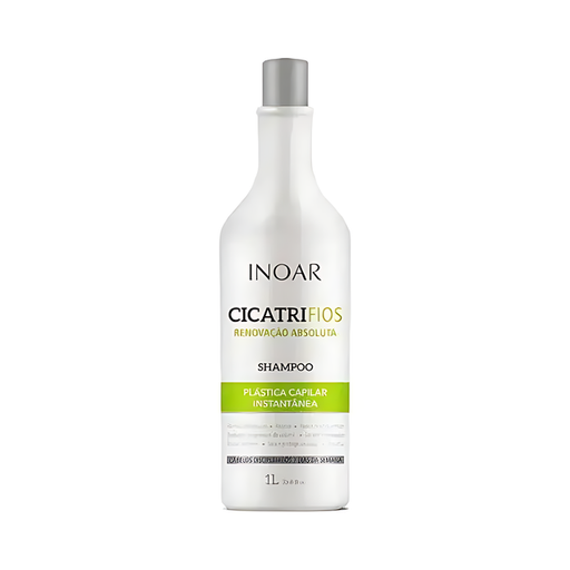Inoar Cicatrifios Hair Plastic Surgery Shampoo 33.8 oz (1L) – Intensive Repair with Argan Oil, Frizz Reduction, and Shine