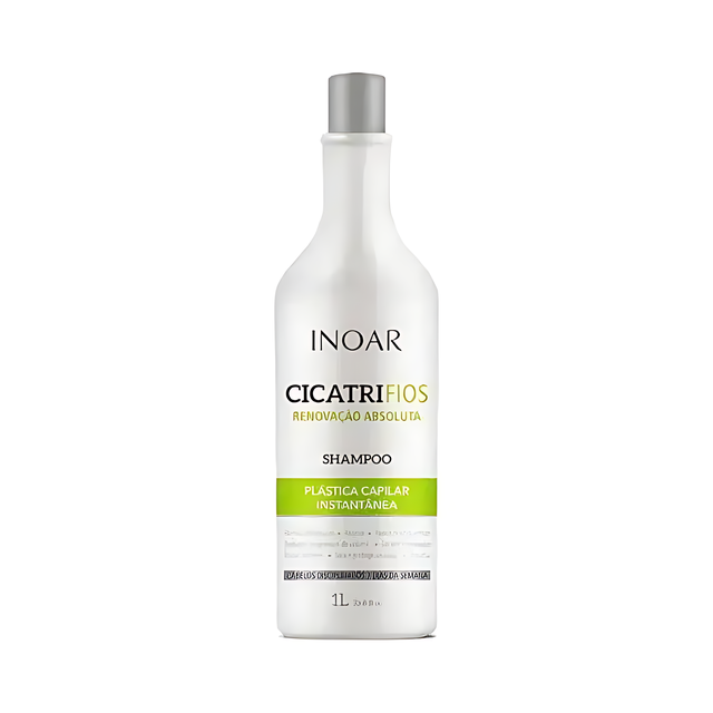 Inoar Cicatrifios Hair Plastic Surgery Shampoo 33.8 oz (1L) – Intensive Repair with Argan Oil, Frizz Reduction, and Shine