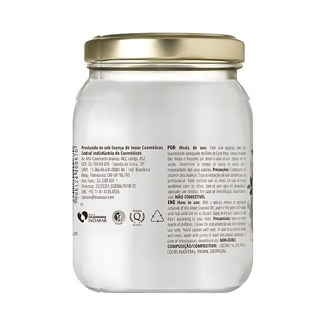 Inoar Virgin Coconut Oil for Hair – 200ml (7 oz)