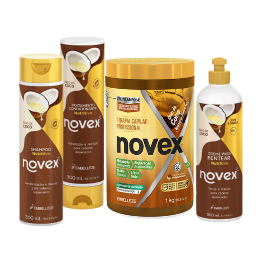 Novex Coconut Oil Shampoo & Conditioner Kit – Softness & Shine for Dry Hair – front view – Buy now at MKPBR.COM – Worldwide Shipping