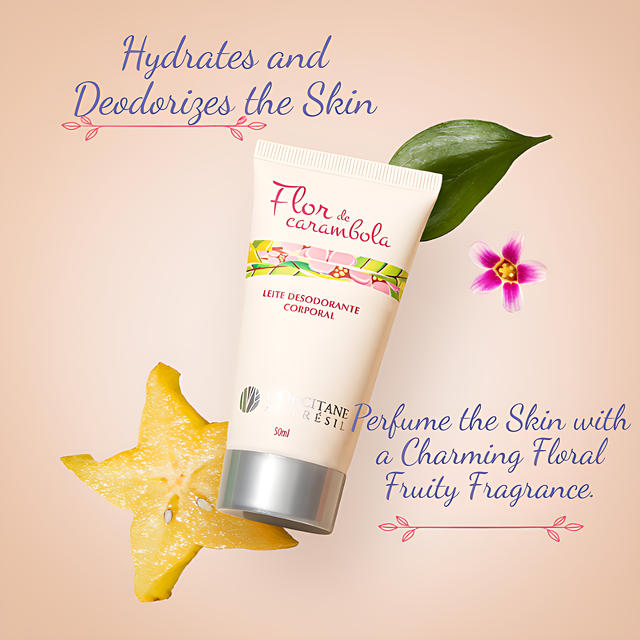 L'Occitane au Brésil Starflower (Flor de Carambola) Gift Set texture of the deodorant body milk – Buy now at MKPBR.COM – Worldwide Shipping