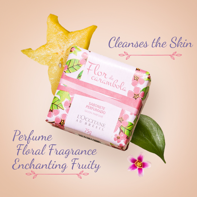 L’Occitane au Brésil Starflower (Flor de Carambola) Gift Set close-up of the perfumed soap bar – Buy now at MKPBR.COM – Worldwide Shipping