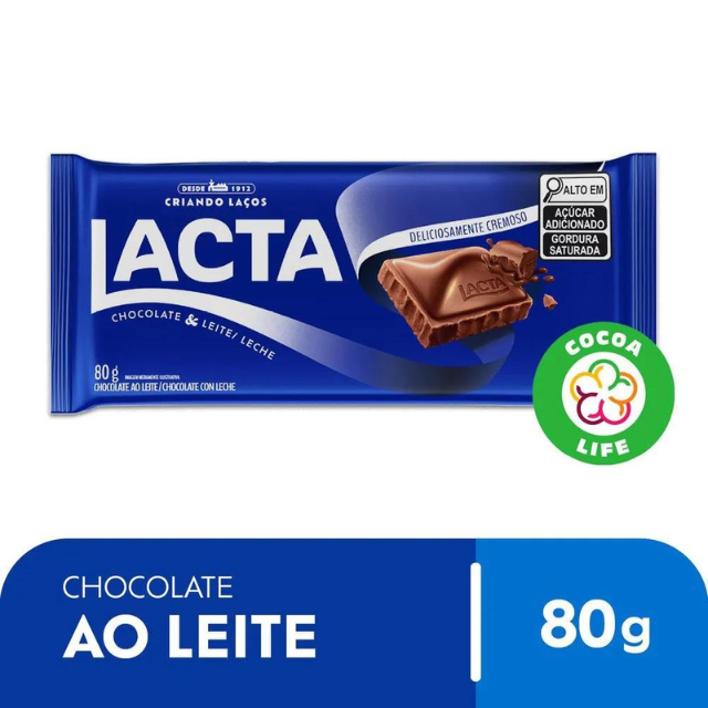 Lacta Classic Milk Chocolate Bar - 80g (2.82 oz) - Smooth and Creamy Indulgence