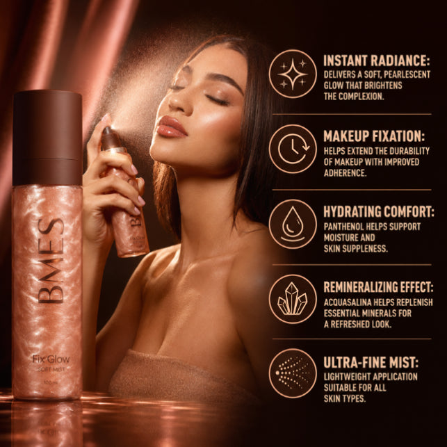 BMÉS Find Glow Illuminating Fixierspray 3.38 oz (100 ml) – Sofortiger Glow und Feuchtigkeit, Make-up-Fixierspray.