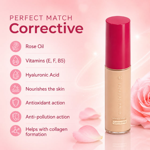 Niina Secrets Perfect Match Liquid Concealer – 12h Soft Matte Coverage with Secrets Technology 2.0 – 0.34 oz (10 ml)