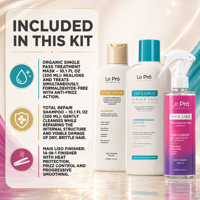 Le Prö Mini Hair Harmonizing Essentials Total Kit – Brazilian Hair Care Kit – 3-Piece Set