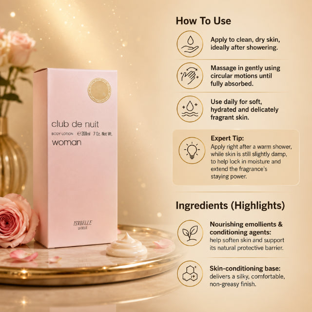 Lotion hydratante pour le corps Isabelle La Belle Club de Nuit Woman 200ml (6.76 fl oz)