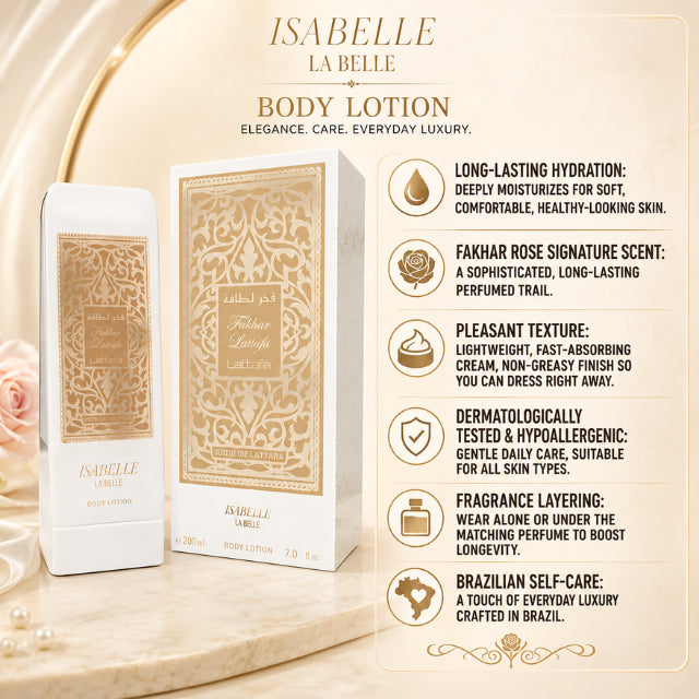 لوشن ترطيب الجسم Isabelle La Belle Fakhar Rose 200 مل (6.76 أونصة سائلة)