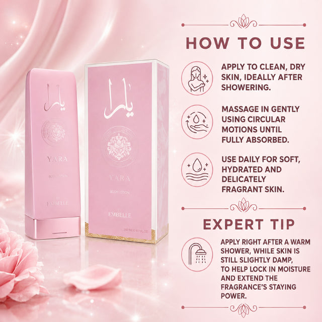 Lotion hydratante pour le corps Isabelle La Belle Yara Rosa 200ml (6.76 fl oz)