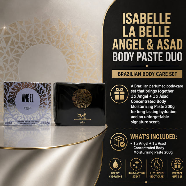 Isabelle La Belle Angel & Asad مجموعة معجون الجسم المزدوجة – مجموعة العناية بالبشرة البرازيلية