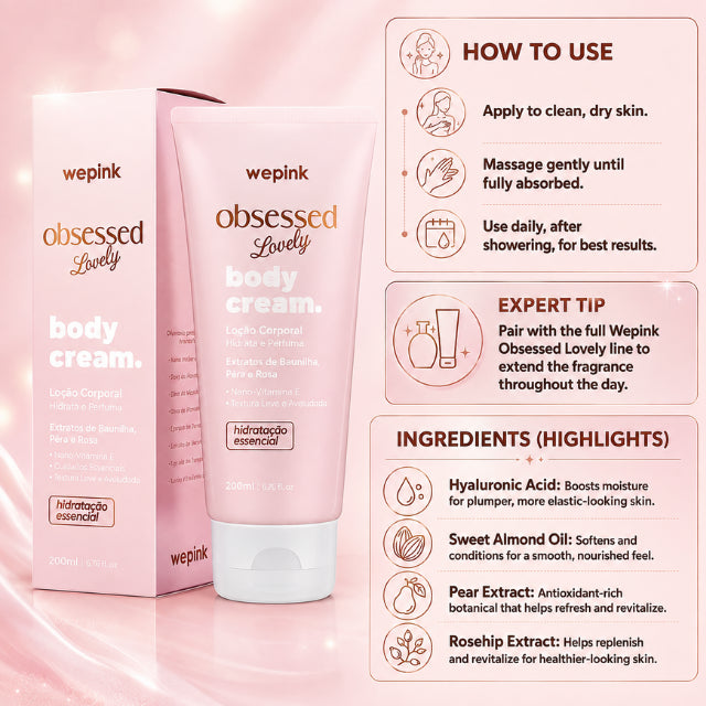 Wepink Obsessed Lovely Body Cream – Fruity-Floral Deep Hydration – 6.76 fl oz (200 ml)