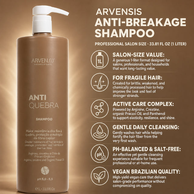 Arvensis Vegan Anti-Breakage Shampoo – Professional Salon Size – 33.81 fl oz (1 Liter)