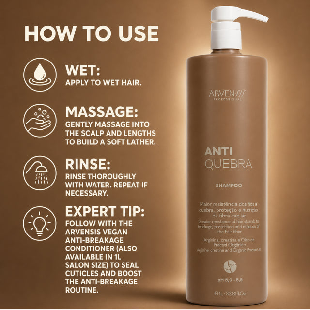 Arvensis Vegan Anti-Breakage Shampoo – Professional Salon Size – 33.81 fl oz (1 Liter)