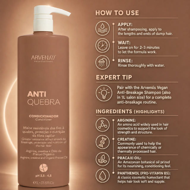 Arvensis Vegan Anti-Breakage Conditioner – Professional Salon Size – 33.81 fl oz (1 Liter)