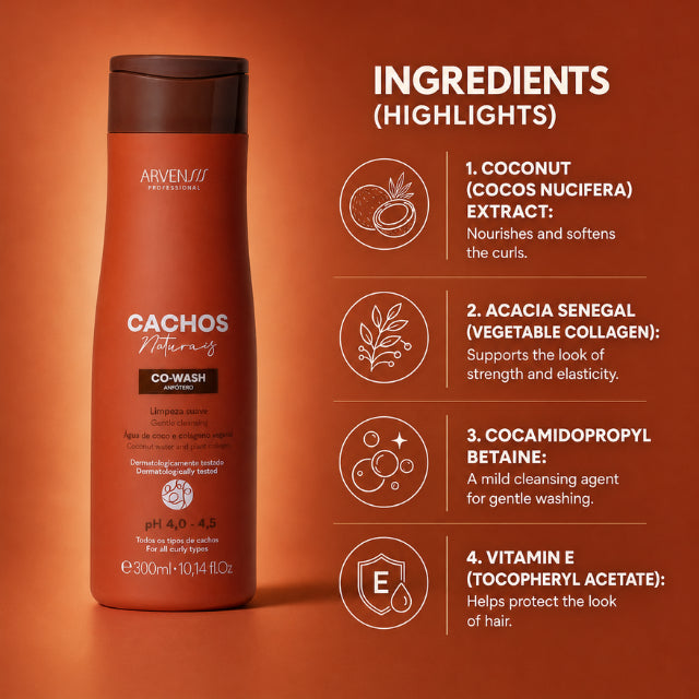 Arvensis Cachos Naturais Co-Wash Cleansing Conditioner – Sulfate-Free for Curls – 10.14 fl oz (300 ml)