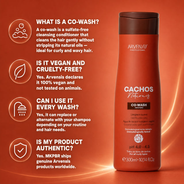 Arvensis Cachos Naturais Co-Wash Cleansing Conditioner – Sulfate-Free for Curls – 10.14 fl oz (300 ml)