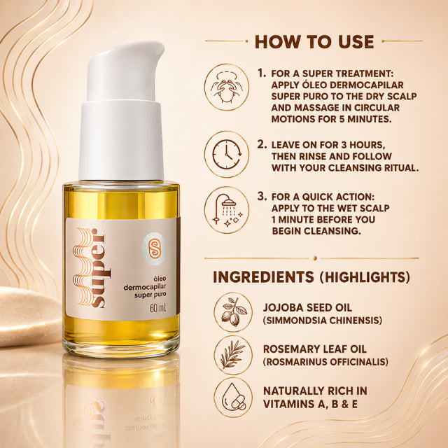 Super Cacheada Óleo Dermocapilar Super Puro Pure Jojoba Scalp Oil with Rosemary 2.03 fl oz (60 ml)