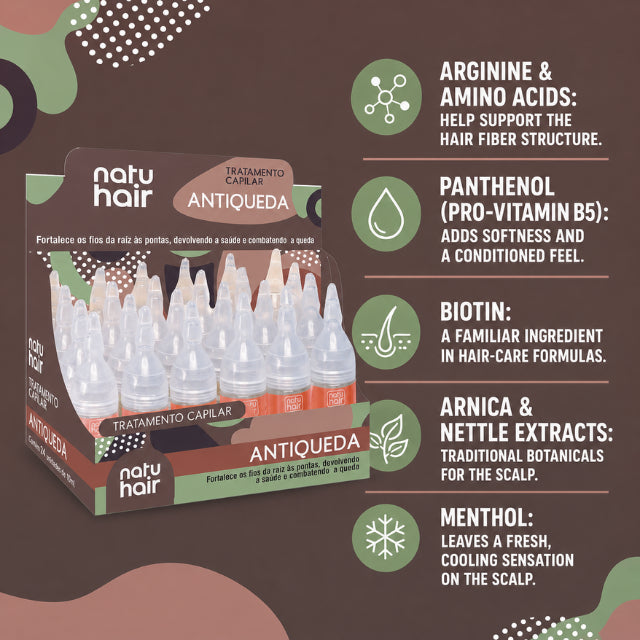 NatuHair Anti-Hair Loss Treatment Ampoules – Pack of 6 (6 x 10 ml)