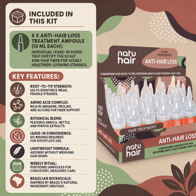 NatuHair Anti-Hair Loss Treatment Ampoules – Pack of 6 (6 x 10 ml)