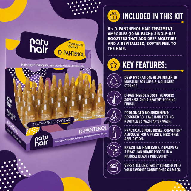NatuHair D-Panthenol Hair Treatment Ampoules – Pack of 6 (6 x 10 ml)