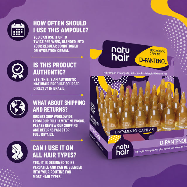 NatuHair D-Panthenol Hair Treatment Ampoules – Pack of 6 (6 x 10 ml)