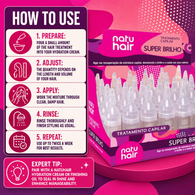 NatuHair Super Shine Hair Treatment Ampoules – Pack of 6 (6 x 10 ml)