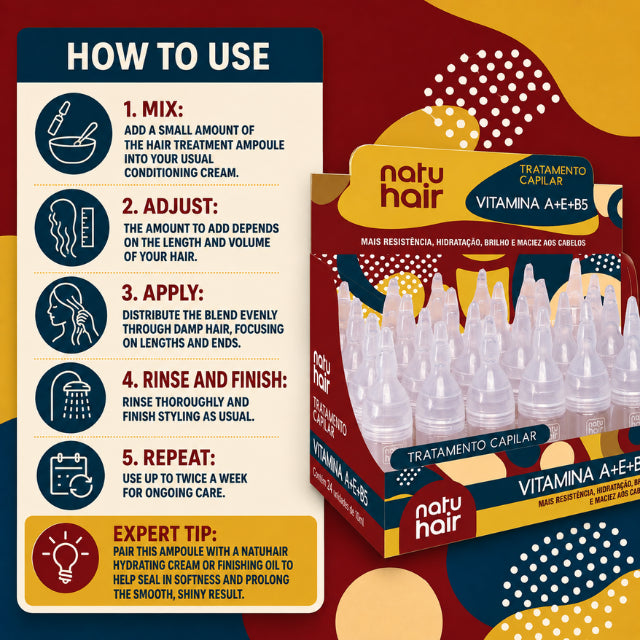 Ampollas Tratamiento Capilar con Vitaminas A+E+B5 NatuHair – Paquete de 6 (6 x 10 ml)