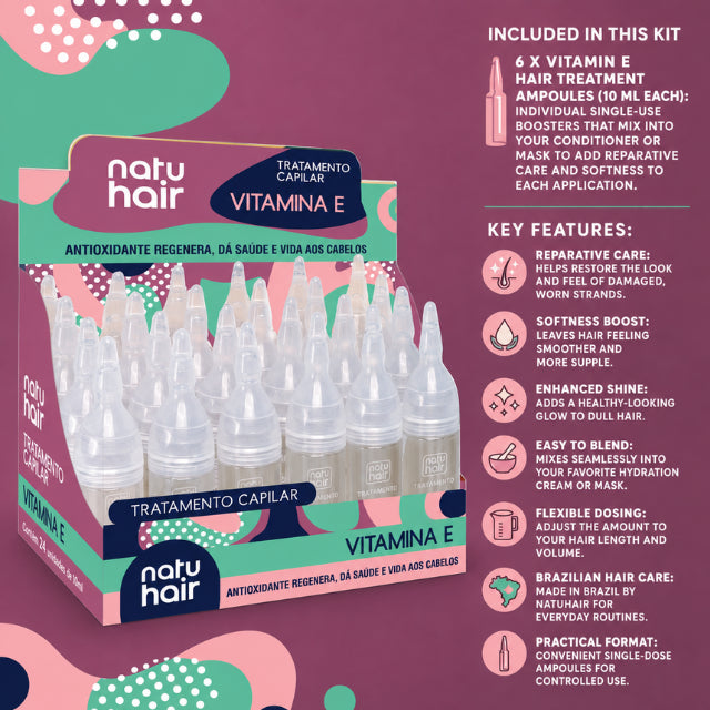 Ampollas de Tratamiento Capilar con Vitamina E NatuHair – Pack de 6 (6 x 10 ml)