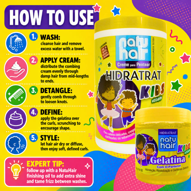 NatuHair Hidratrat Kids Combing Cream + Gelatina Kit – 550 g
