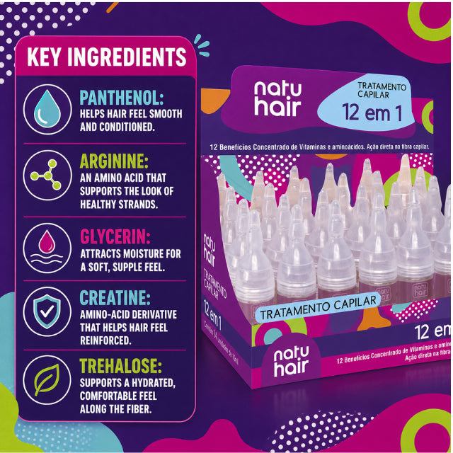 NatuHair 12-in-1 Hair Treatment Ampoules – Pack of 12 (12 x 10 ml)