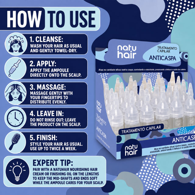 NatuHair Anti-Dandruff Hair Treatment Ampoules – Pack of 12 (12 x 10 ml)