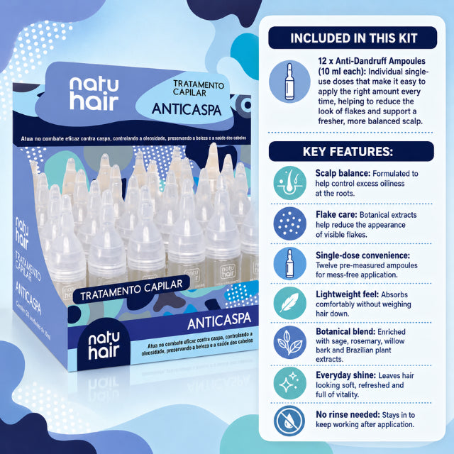 NatuHair Anti-Dandruff Hair Treatment Ampoules – Pack of 12 (12 x 10 ml)