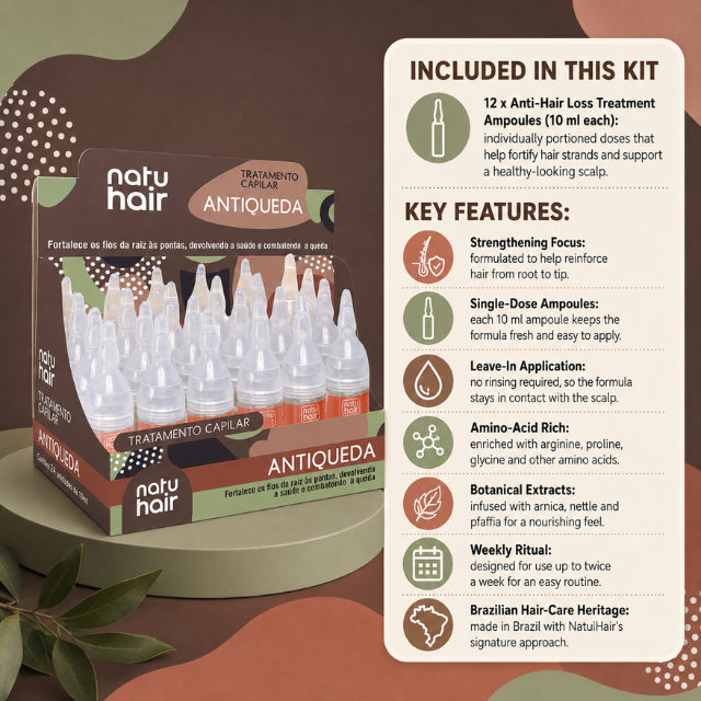 NatuHair Anti-Hair Loss Treatment Ampoules – Pack of 12 (12 x 10 ml)