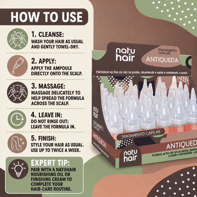 NatuHair Anti-Hair Loss Treatment Ampoules – Pack of 12 (12 x 10 ml)