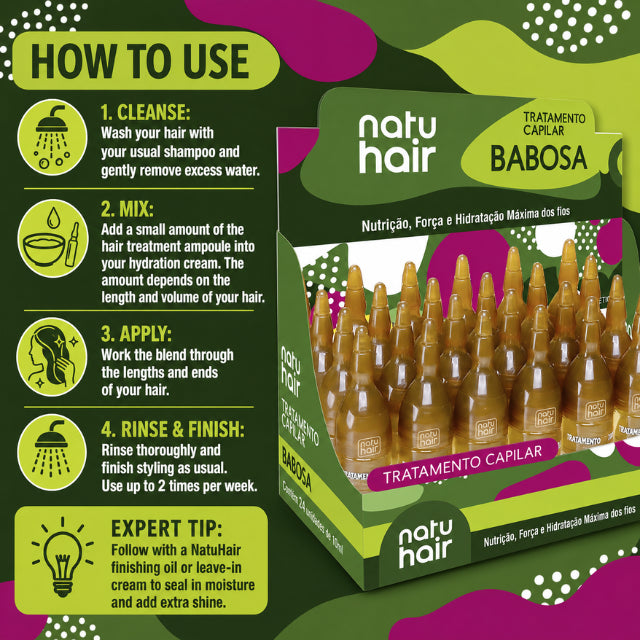 NatuHair Aloe Vera Hair Treatment Ampoules – Pack of 12 (12 x 10 ml)