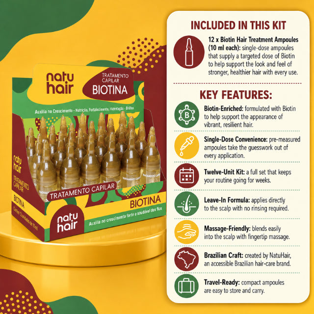 Ampollas de Tratamiento Capilar con Biotina NatuHair – Pack de 12 (12 x 10 ml)
