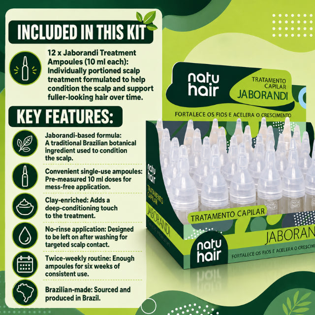 NatuHair Jaborandi Hair Treatment Ampoules – Pack of 12 (12 x 10 ml)