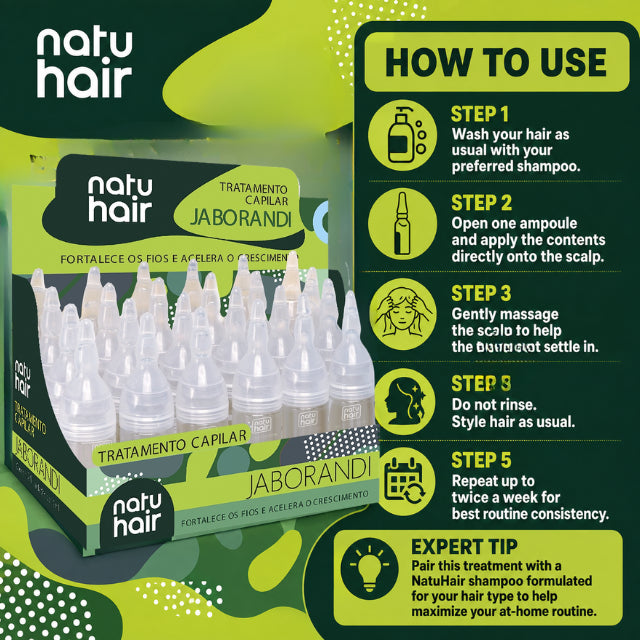 NatuHair Jaborandi Hair Treatment Ampoules – Pack of 12 (12 x 10 ml)