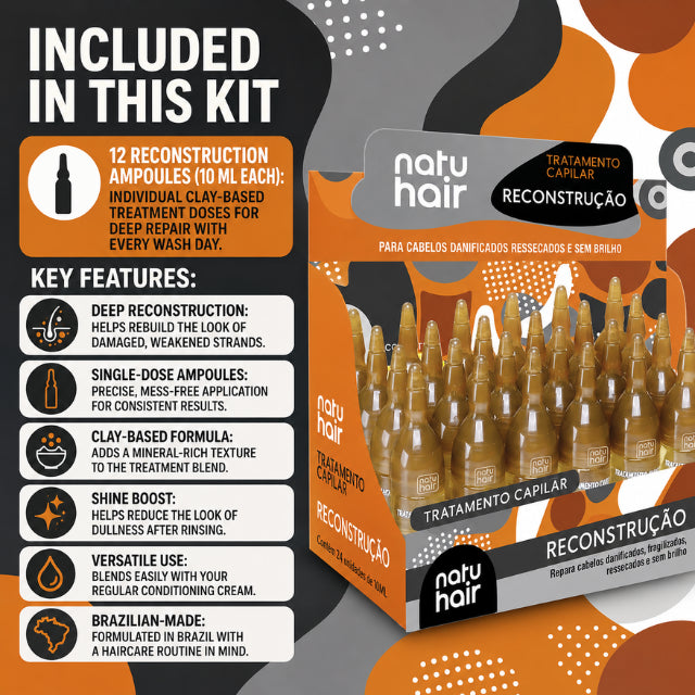 NatuHair Reconstruction Treatment Ampoules – Pack of 12 (12 x 10 ml)