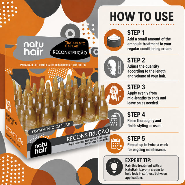 NatuHair Reconstruction Treatment Ampoules – Pack of 12 (12 x 10 ml)