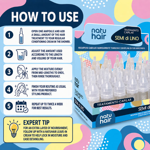 NatuHair Semi Di Lino Hair Treatment Ampoules – Pack of 12 (12 x 10 ml)