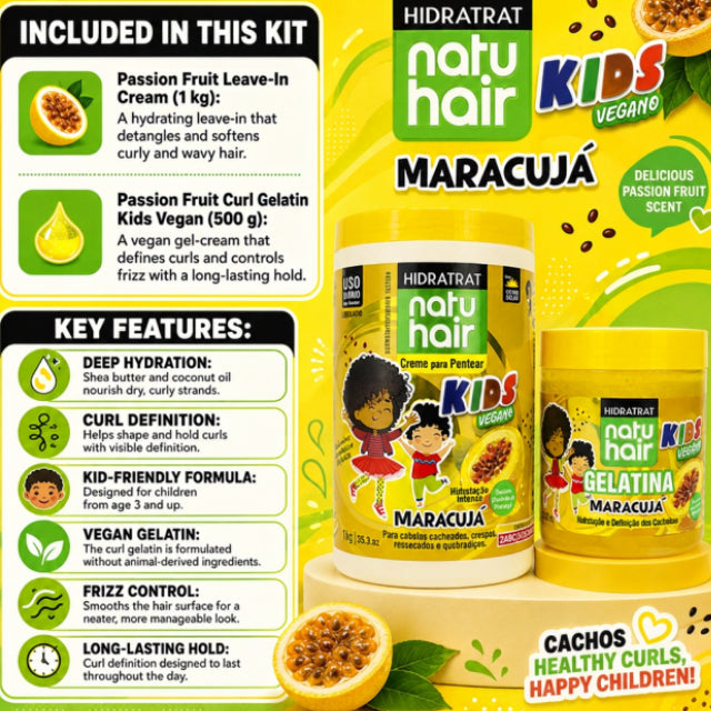 Kit NatuHair Crema Leave-In de Maracuyá + Gelatina para Niños – 500 g