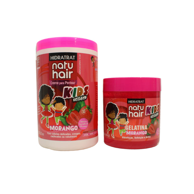 Kit NatuHair Crema Desenredante de Fresa + Gelatina Estilizadora de Fresa – 500 g