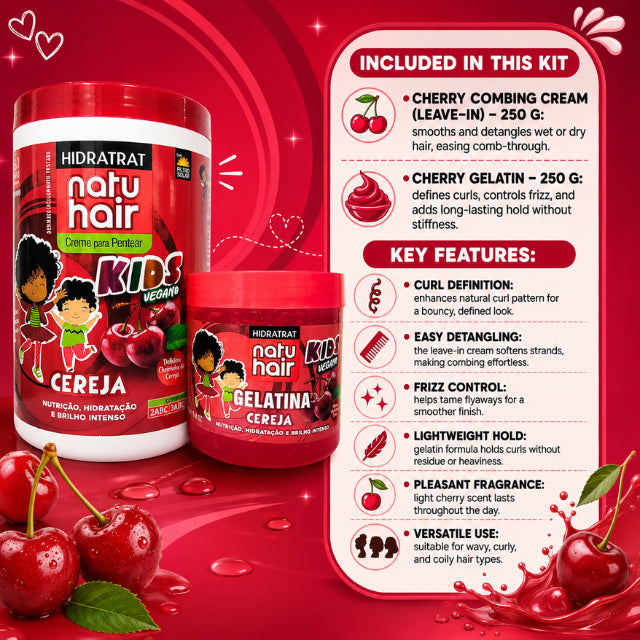 Kit NatuHair Crema para Peinar de Cereza + Gelatina de Cereza – 500 g