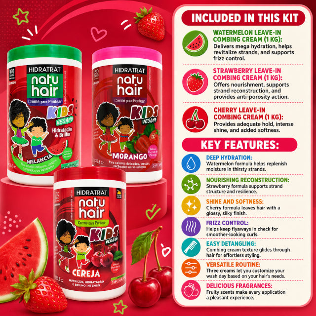 NatuHair Red Fruits Leave-In Combing Cream Kit – 3 x 1 kg