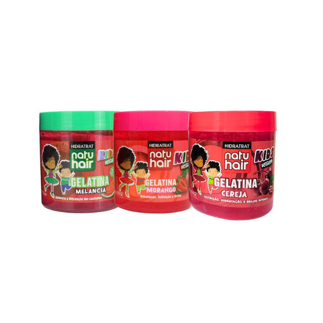 Kit NatuHair Gelatina de Frutas Rojas (Sandía, Fresa, Cereza) – 550 g