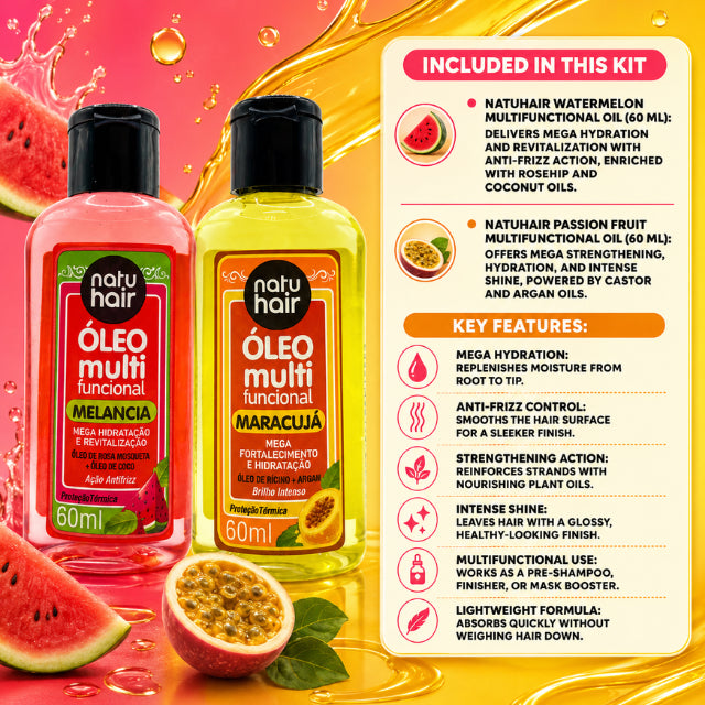 Kit NatuHair Aceite Multifuncional de Sandía + Maracuyá – 60 ml