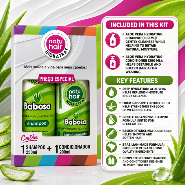 NatuHair Aloe Vera Hydrating Shampoo + Conditioner Kit – 300 ml